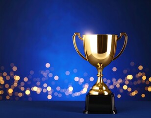 Golden trophy on a blue background