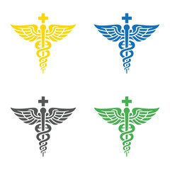 Diverse Caduceus Symbols Medical Variations in Color and Design