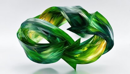 Abstract swirling green and gold shapes