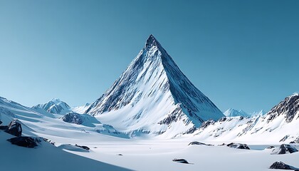 Snowy mountain peak in vast landscape