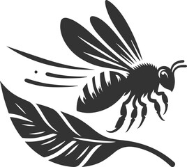 A bee insect black vector illustration silhouette drawing