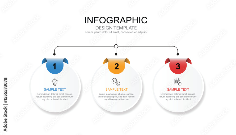 Aufkleber Vector Infographic label design template with icons and 3 options or steps.