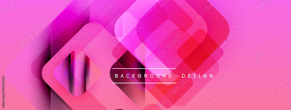 Poster abstract pink design features overlapping squares, gradients, soft shadows. modern aesthetic suitabl