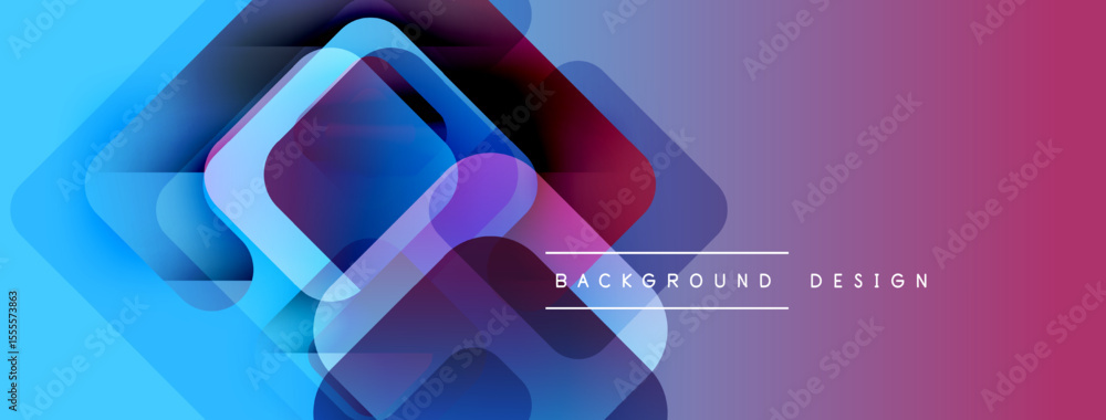 Aufkleber abstract geometric shapes overlap, creating vibrant blue, purple gradient. modern design element for