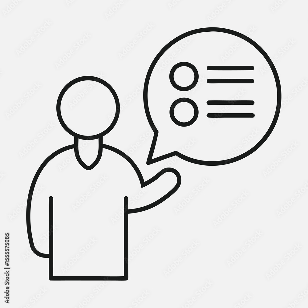 Poster simple line drawing depicting communication and conversation between people with a minimalist style 
