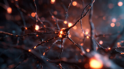 Complex Neural Network Rendering with Firing Synapses – Brain Connectivity & Artificial Intelligence Concept
