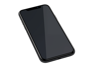 Realistic mobile phone isolated on transparent background.