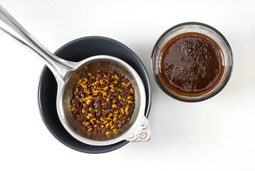 Indian home ready mixture good made from Flex seeds, Fenugreek seeds, coffee powder and tea powder...