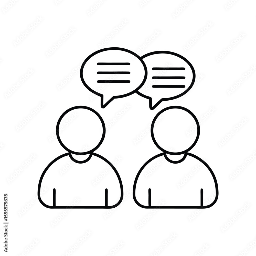 Poster a visual representation of communication two people sharing ideas and engaging in a discussion speec