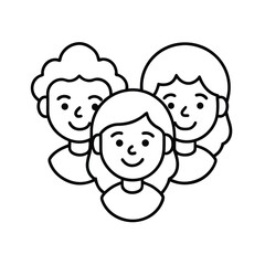A Group of Smiling People with Varying Hair Styles Representing Unity Togetherness Friendship and Diversity in a Minimalist Line Art Style