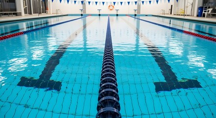 Indoor Swimming Pool with Lanes and Clear Blue Water