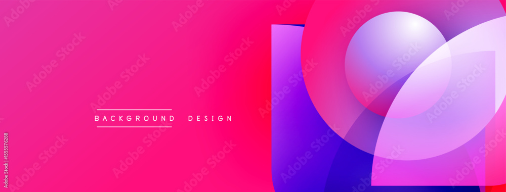 Aufkleber Vibrant pink purple gradient background. Overlapping circles create modern abstract design. Text reads background design.