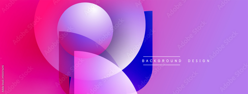 Poster abstract vibrant shapes overlap, creating dynamic gradient effect. pink, purple, blue hues dominate 