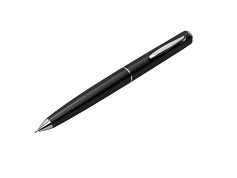 Realistic black pen isolated on transparent background