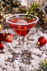 Christmas Manhattan Cocktail with Cranberry and Rosemary. A Winter Drink You'll Want to Enjoy