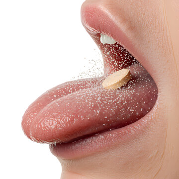 Dissolving Tablet: Oral Medication Close-up