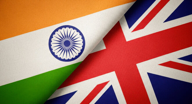 India united kingdom flag union jack partnership collaboration international relations trade agreement - Powered by Adobe