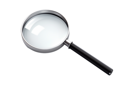 Realistic magnifying glass isolated on transparent background