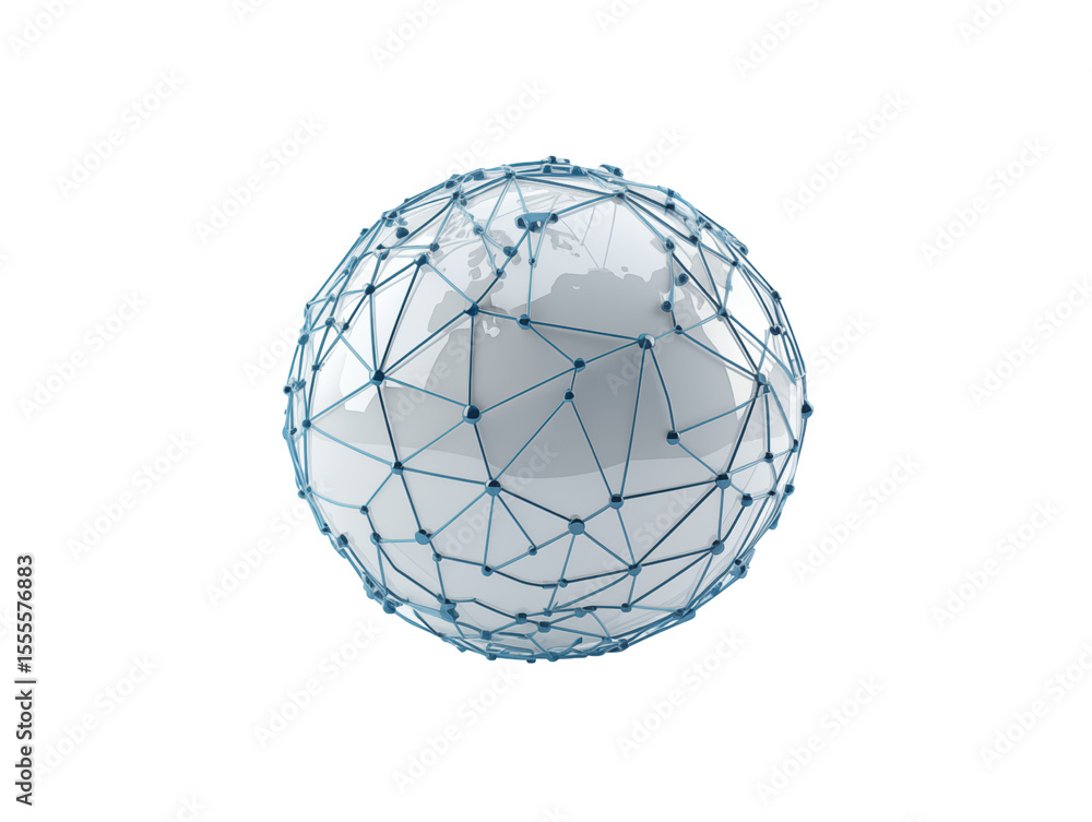 Poster 3d network icon isolated on transparent background