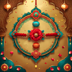Happy raksha bandhan, rakhi poster floral background