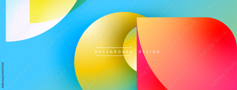 Poster Abstract colorful shapes overlap. Gradient hues blend, creating dynamic visual effect. Modern design elements present smooth transitions.