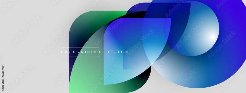 Poster Abstract colorful shapes overlap, creating dynamic visual effect. Gradient hues blend, forming modern background design. Smooth transitions present clean aesthetic.