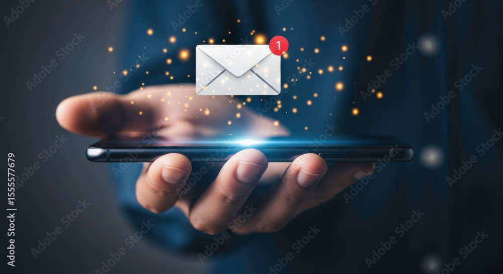 Poster email marketing strategy newsletter digital communication inbox message notification concept