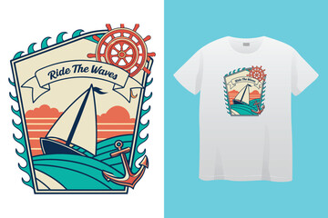 Boating T-Shirt Design – Nautical Style, Sailing Adventure, and Ocean Life Graphic Tee