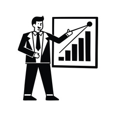 Professional business person giving a presentation about upward business growth