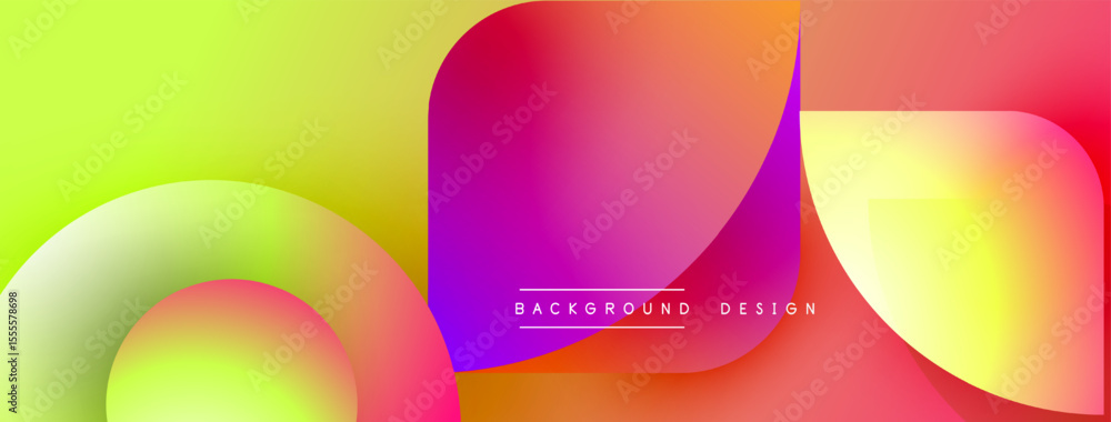 Poster abstract vibrant background. overlapping colorful shapes create dynamic visual effect. gradient hues
