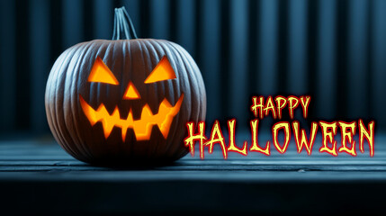 Spooky Pumpkin with Grinning Face for Halloween Celebration and Festive Decoration