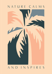 Colorful illustration of stylized tropical coconut tree.