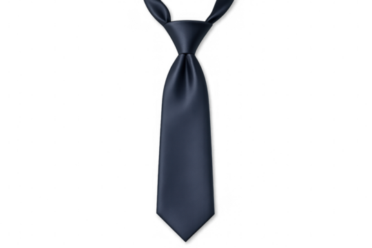 Navy blue necktie hanging against transparent background, symbolizing professional style and corporate elegance - Powered by Adobe