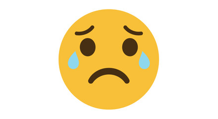 Fototapeta premium Vector Yellow Face Emoji with Pleading Begging Eyes – Sad Cute Expression Icon Illustration
