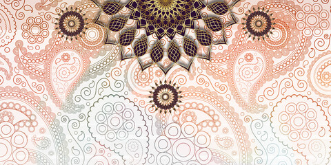 Mystical Mandala Background – Intricate Bohemian Art for Meditation, Tattoo, and Decor, colorful vintage art, ancient Indian vedic background design, old painting texture with  mathematical shapes