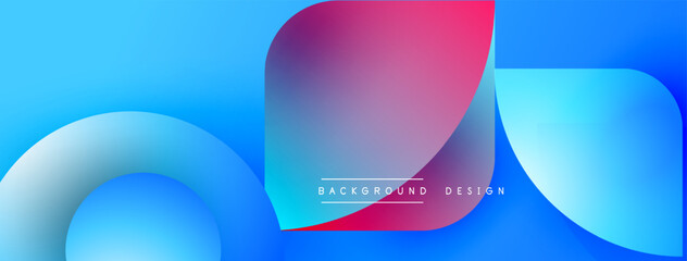 Abstract fluid shapes, blue, pink gradients. Modern design elements create dynamic visual experience. Background text reads background design.