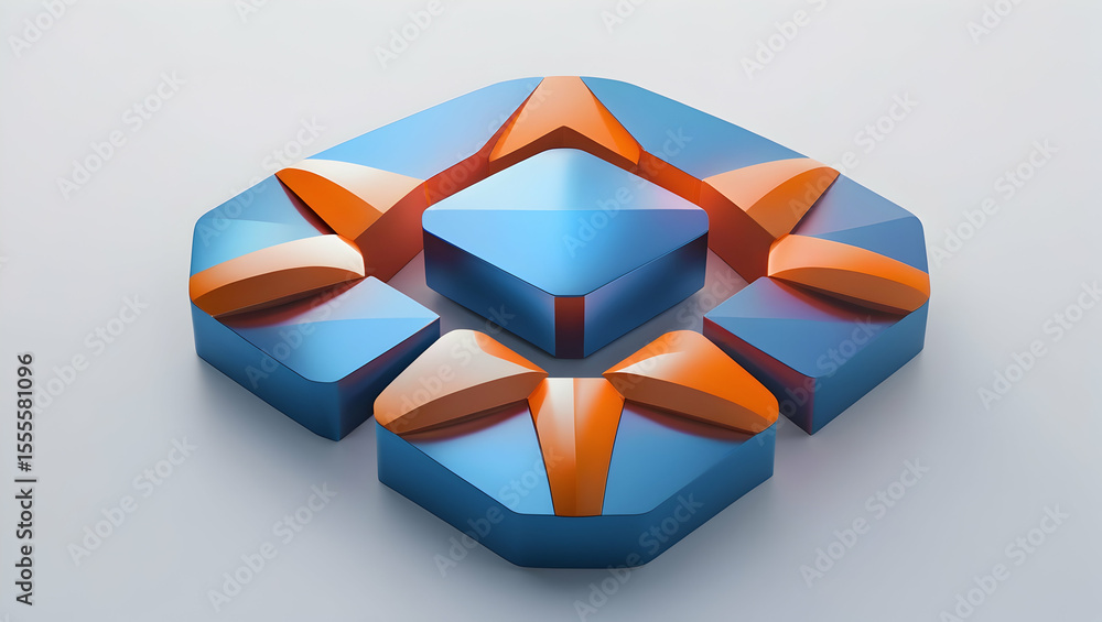 Aufkleber geometric abstract design with interlocking shapes and vibrant color contrast