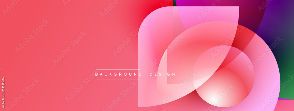 Poster Abstract pink design. Overlapping layers create dynamic visual effect. Gradient colors, modern aesthetic. Simple background element.