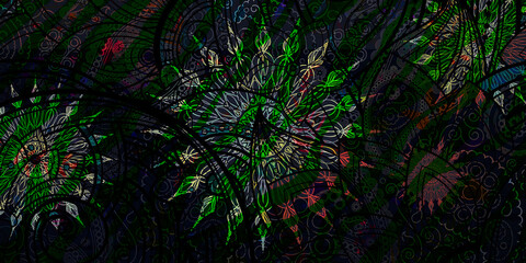 Mystical Mandala Background – Intricate Bohemian Art for Meditation, Tattoo, and Decor, colorful vintage art, ancient Indian vedic background design, old painting texture with  mathematical shapes