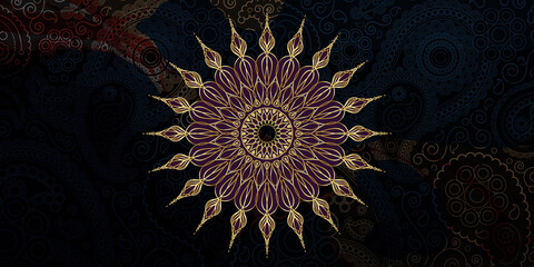 Mystical Mandala Background – Intricate Bohemian Art for Meditation, Tattoo, and Decor, colorful vintage art, ancient Indian vedic background design, old painting texture with  mathematical shapes