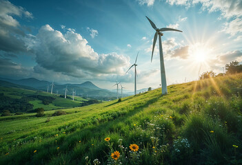 wind turbines in the field