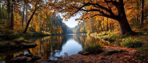 Autumnal river reflections