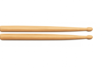 Professional wooden drumsticks crossing each other, vector rendering against transparent backdrop
