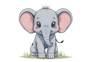 Fototapeta premium Cute baby elephant cartoon. Generative AI