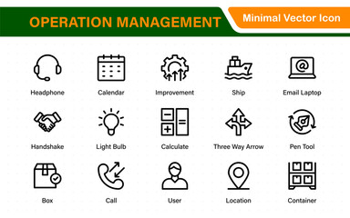 Operation management line icons. For website marketing design, logo, app, template, ui, etc. Outline icon collection.