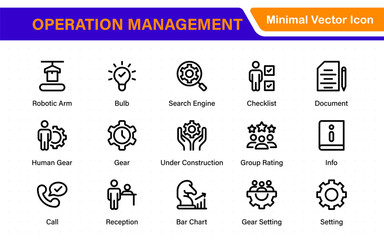 Operation management line icons. For website marketing design, logo, app, template, ui, etc. Outline icon collection.