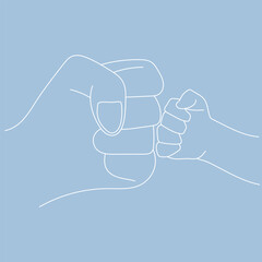 White Outline of Parent and Child Fist Bump