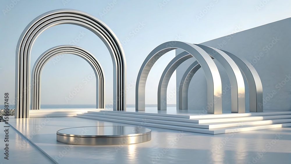 Poster 3d illustration of abstract minimal architecture block eighteen