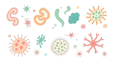 Bacteria, Bacteria vector, Microorganism illustration, Germ icon, Microbe drawing, Pathogen vector, Virus and bacteria, Bacterial cell, Science microbe, Bacteria cartoon, Medical bacteria, Bacteria cl