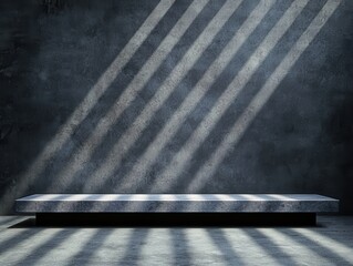 Minimalist Display Shelf with Unique Lighting Effects on Dark Textured Background
